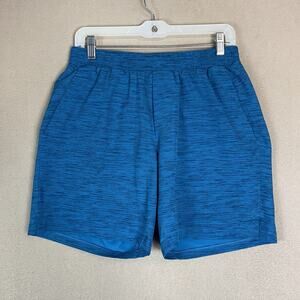 Lululemon Swim Trunk Mens M Blue Channel Cross Mesh Lined Stretch Drawstring